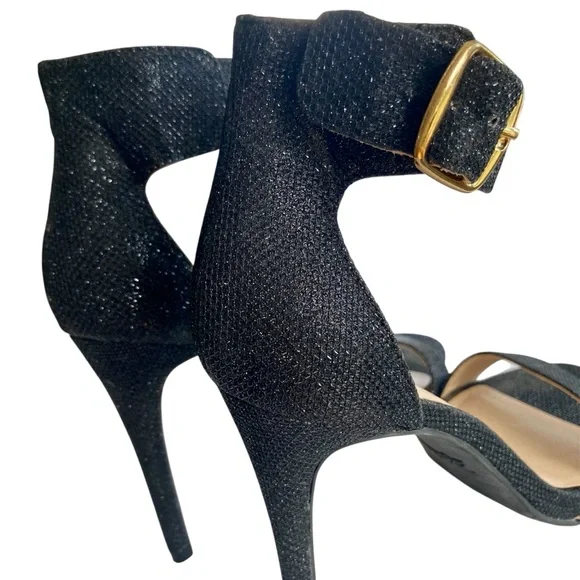 ZIGI SOHO High Heels Ankle Strap Open Toe Black Sparkle Women Size 8 - Picture 7 of 12